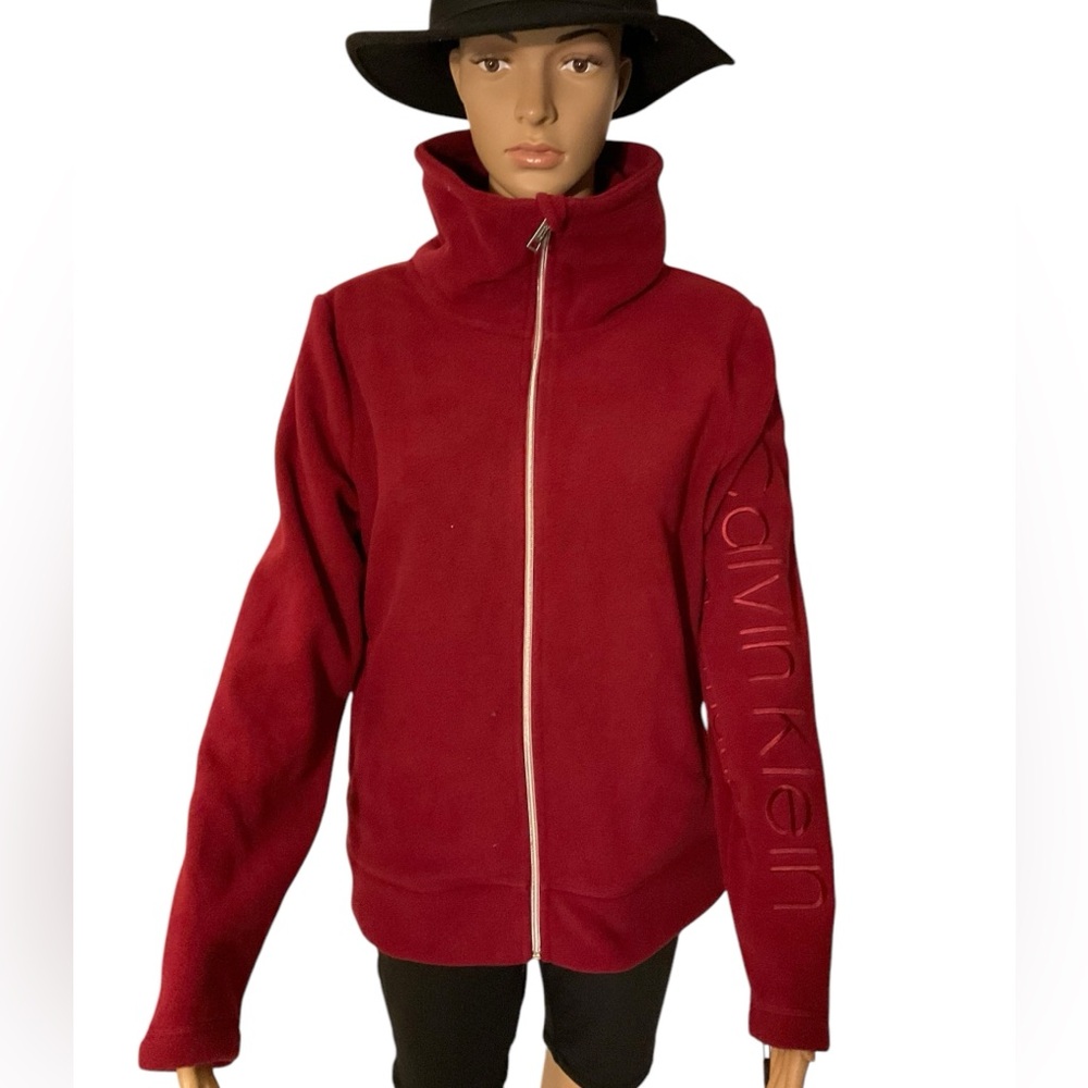 Calvin Klein Women’s Performance Fleece Jacket size LG in Dark Red